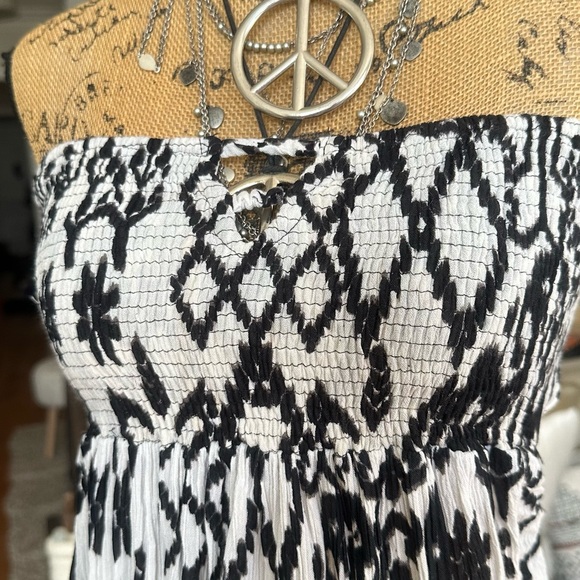 ANTHRO - RAVIYA women's Black and White Summer Strapless Dress - SIZE L - LARGE - Picture 14 of 17